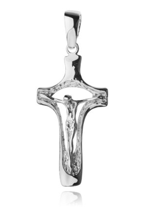 Krzyżyk srebrny z Jezusem ażurowy 2