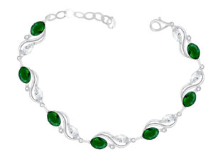 Srebrna bransoletka w kształcie S z cyrkoniami białymi i zielonymi 2